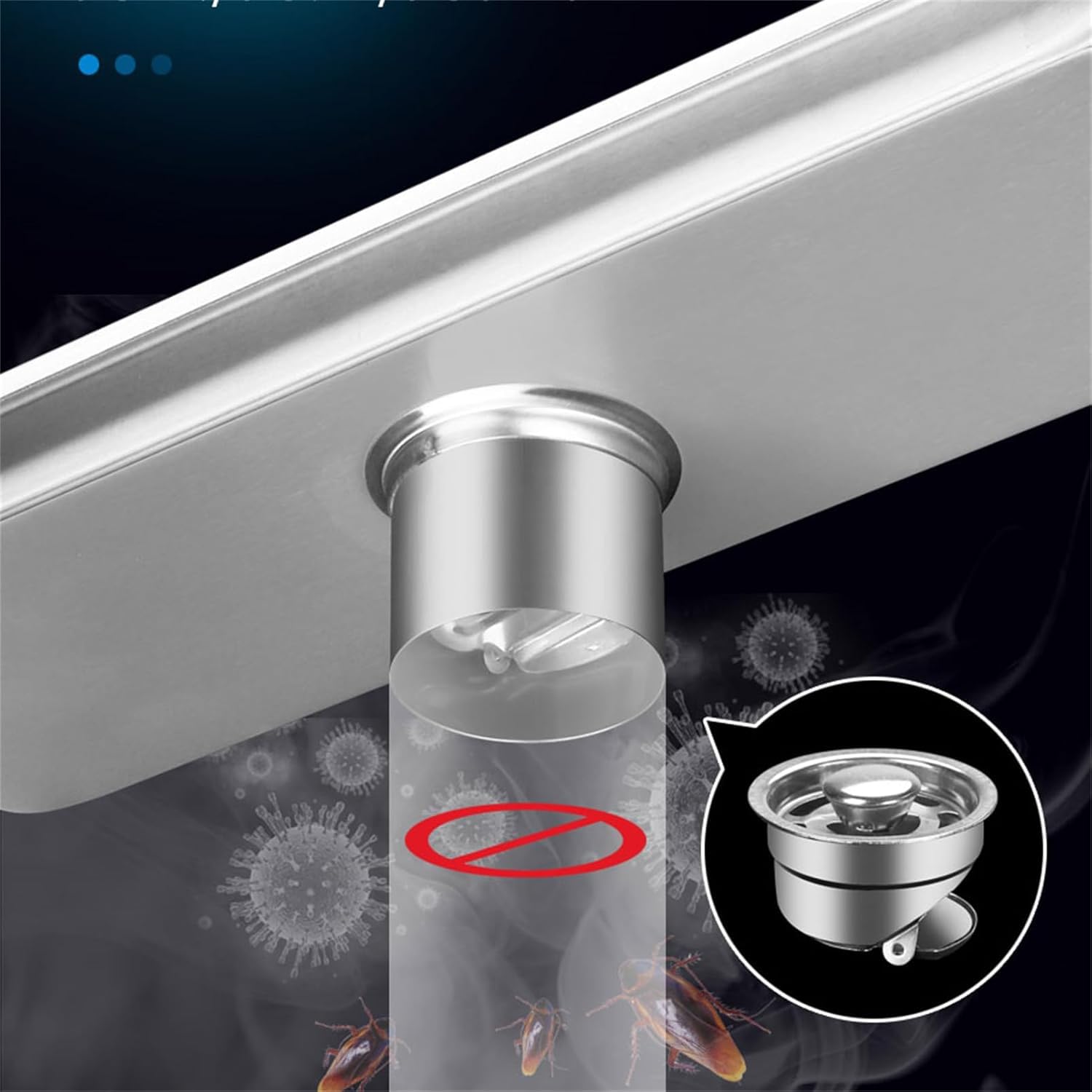 Desagüe Lineal De Acero Inoxidable para Ducha con Rejilla De Diseño De Ladrillo, Colador para Cabello, Desagüe Rectangular para Piso De Cocina Y Baño, Duradero Y Fácil Mid Drainage 60cm