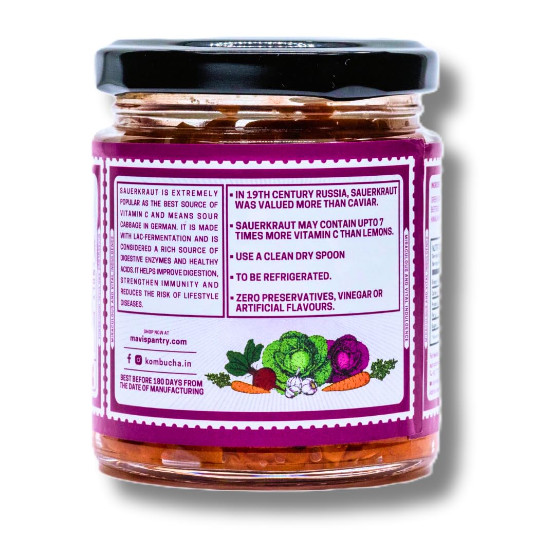 MAVI's Sauerkraut Combo | Original & Golden | Artisanal Probiotic Pickle | Vegan | No Preservatives, No Artificial Flavour or Colour | Combo Pack of 2 | 200g Each 4