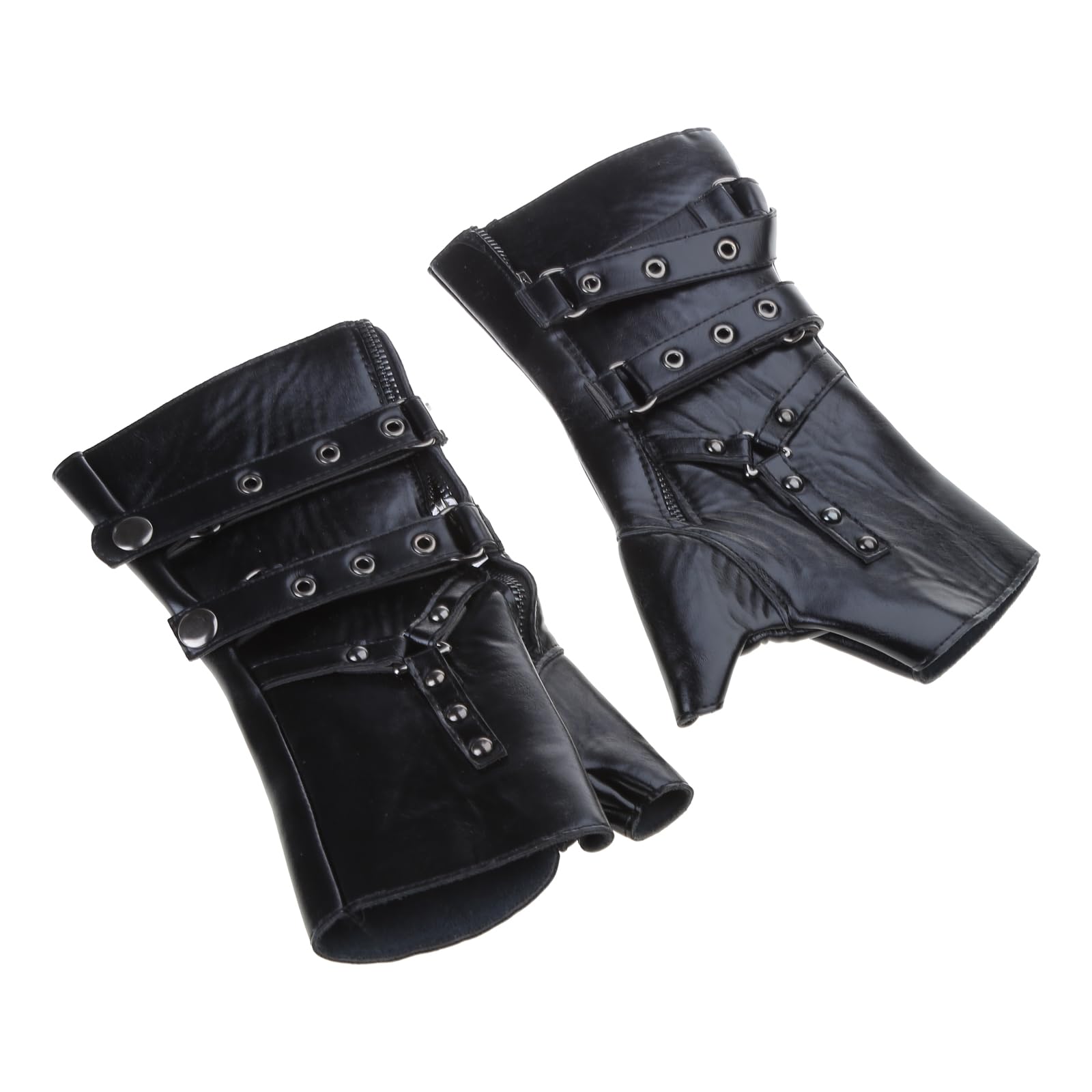 Ulijth Men's Black Medieval Gloves Wide Cuffs Bracers Steampunk Knights Wristband Arm Guards Cosplay Costume
