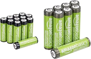 Amazon Basics AA Rechargeable Batteries 2000mAh (Double A), Pre-charged, 12-Pack & AAA High-Capacity 850mAh NiMH Rechargeable Batteries (Triple A), Pre-charged, 8-Pack
