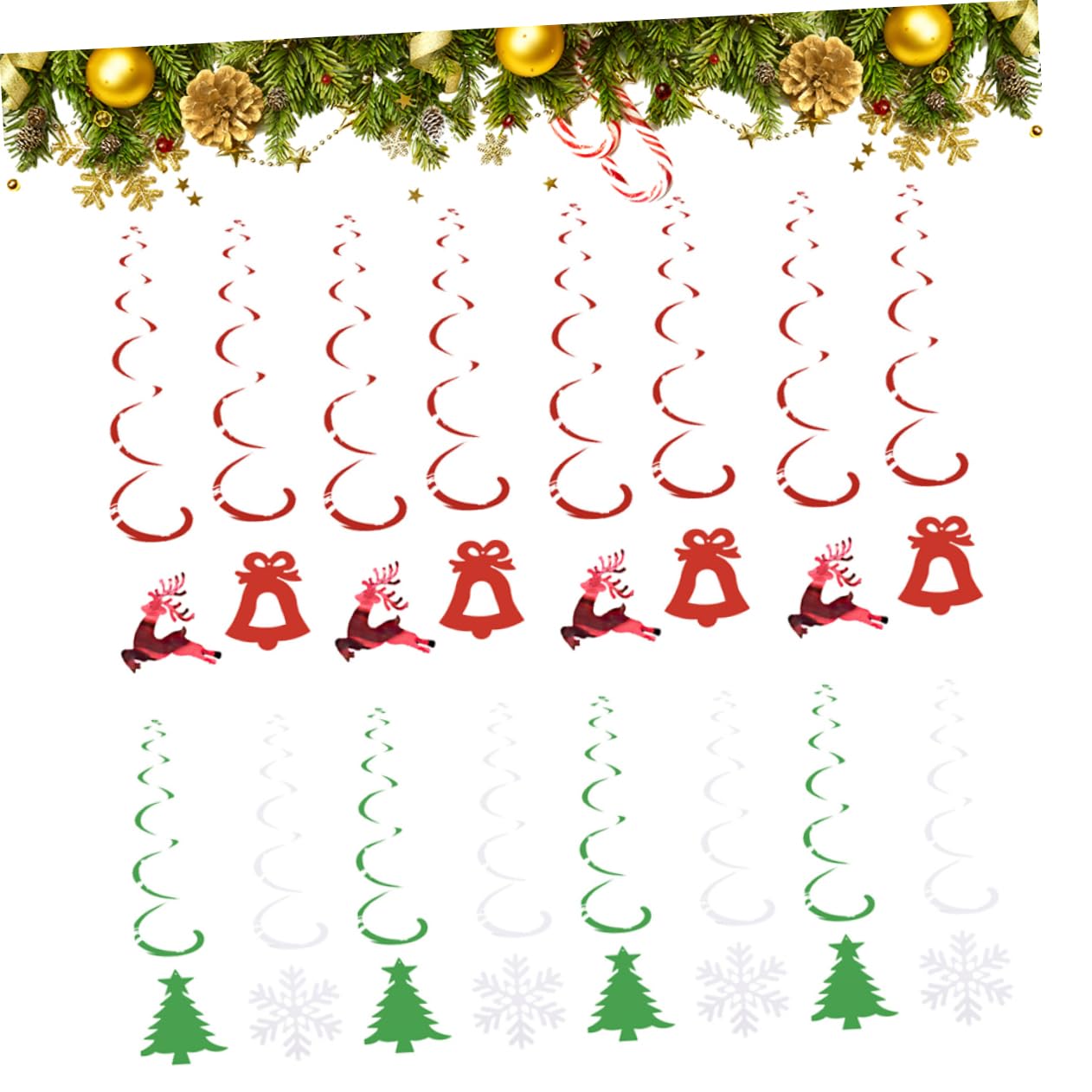 MAGICLULU Lot de 3 Décorations de Noël Dintérieur à Suspendre Plafond Cloches Flocons de Neige Cerfs 48 ​​pièces X 3