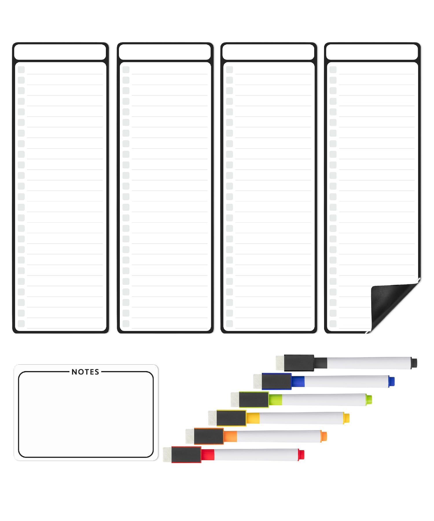 Mr. Pen- 4" x 12" Magnetic Dry Erase to Do List, 11 pcs, 4X Dry Erase to Do List White Board, 6X Colorful Whiteboard Markers and 6" x 4" Magnetic