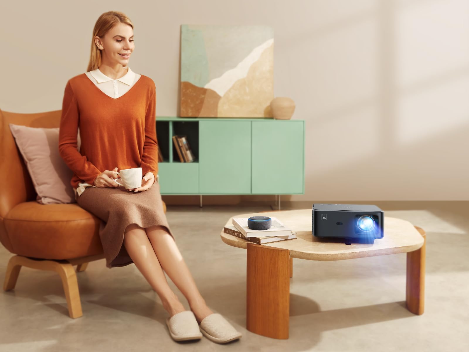Videoproiettore 4K con audio JBL, YABER Proiettore video supporta Google TV 11.0, WiFi 6 e Bluetooth, videoproiettore portatile 800ANSI, 2 x 10 W Altoparlanti, Full HD 1080P, Auto Focus/Keystone