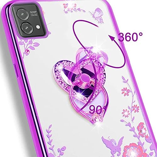 Miniatura 10 de B-wishy Funda protectora para Moto G Stylus 5G 2023 para mujer, con purpurina, cristal, mariposa, corazón, floral, delgada, de lujo, con función