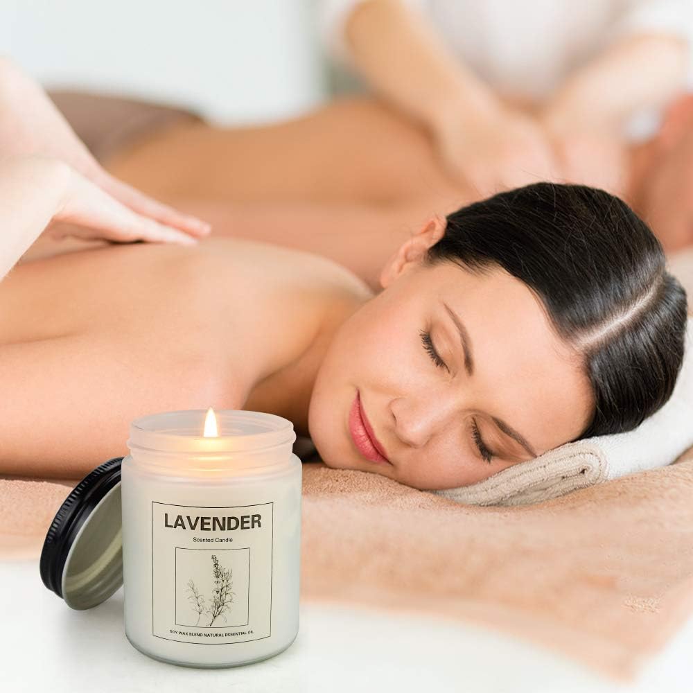 Gisly Lavender Scented Candles 2 Pcs Aromatherapy Candle Set Soy Wax Jar Candle with Fragrance Long Last 50 hrs for Mothers Day Gift (Lavender)