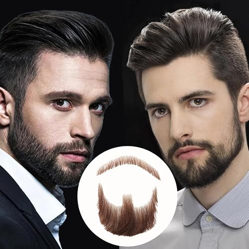 Miniatura 7 de Human Hair Fake Mustache, Face Beard for Adults Realistic Makeup Costume Lace Man Beards for Film Makeup and Special Effects Cosplay Party Prop,