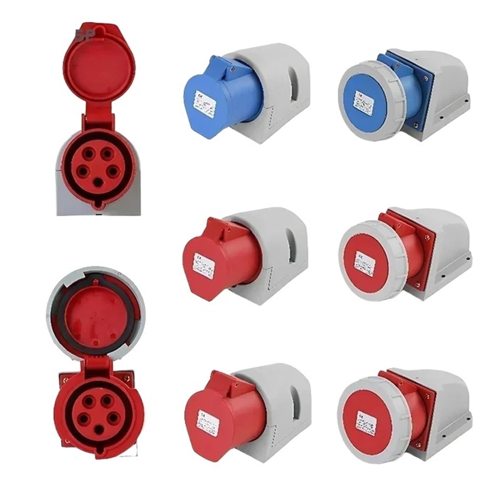 1/5/20 Pezzi 16A/32A Spina e Presa Industriale 3P/4P/5 Pin connettore Elettrico IP67 Impermeabile Collegamento di Montaggio a Parete(32A Wall Mounted,1 PCS-4P IP44)