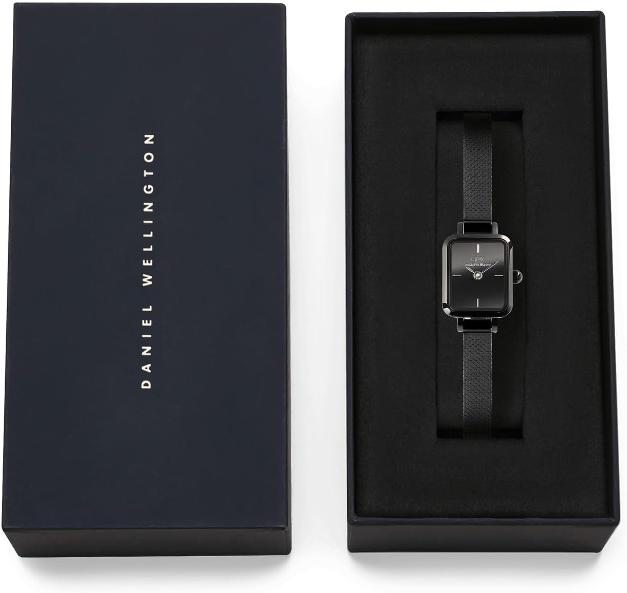 Daniel Wellington Quadro Mini Reflection 15.4x18.2mm Black Watch, Women's Small Wrist Watches with 316L Stainless Steel Mesh Strap - Image 7