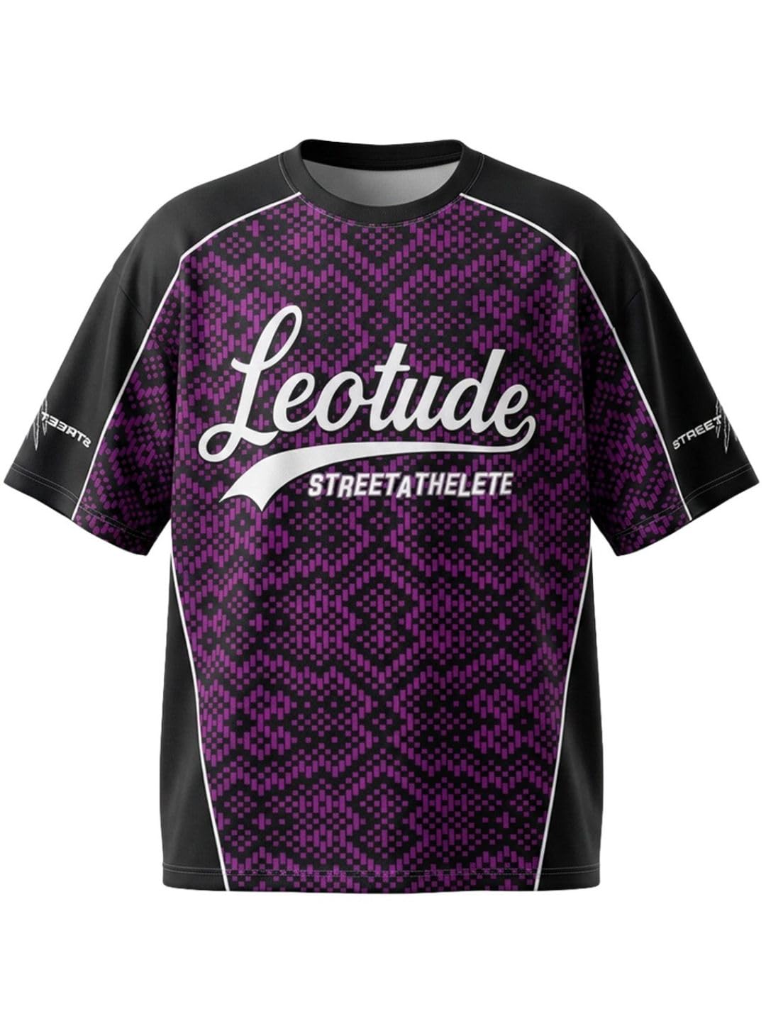Oversized Sports T-Shirt for Men Printed Half Sleeve Round Neck Jersey Style TeeStreetwear Casual Gym & Athleisure Wear for Man's (Color:Purple)-image-1
