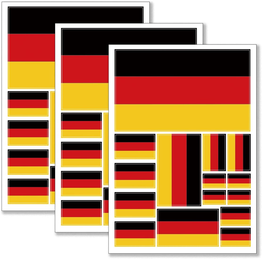 QQSDQQSD Germany Flag Sticker German Decal in Multiple Sizes (3 Pack, 11.7 x 8.3 Inches)
