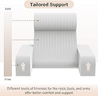 Vista 3 de ENITYA Almohada de apoyo de espalda de 19 pulgadas, almohada de lectura con brazos y bolsillos grandes integrados, funda extraíble lavable, cuña Gris