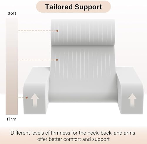 Miniatura 3 de ENITYA Almohada de apoyo de espalda de 19 pulgadas, almohada de lectura con brazos y bolsillos grandes integrados, funda extraíble lavable, cuña
