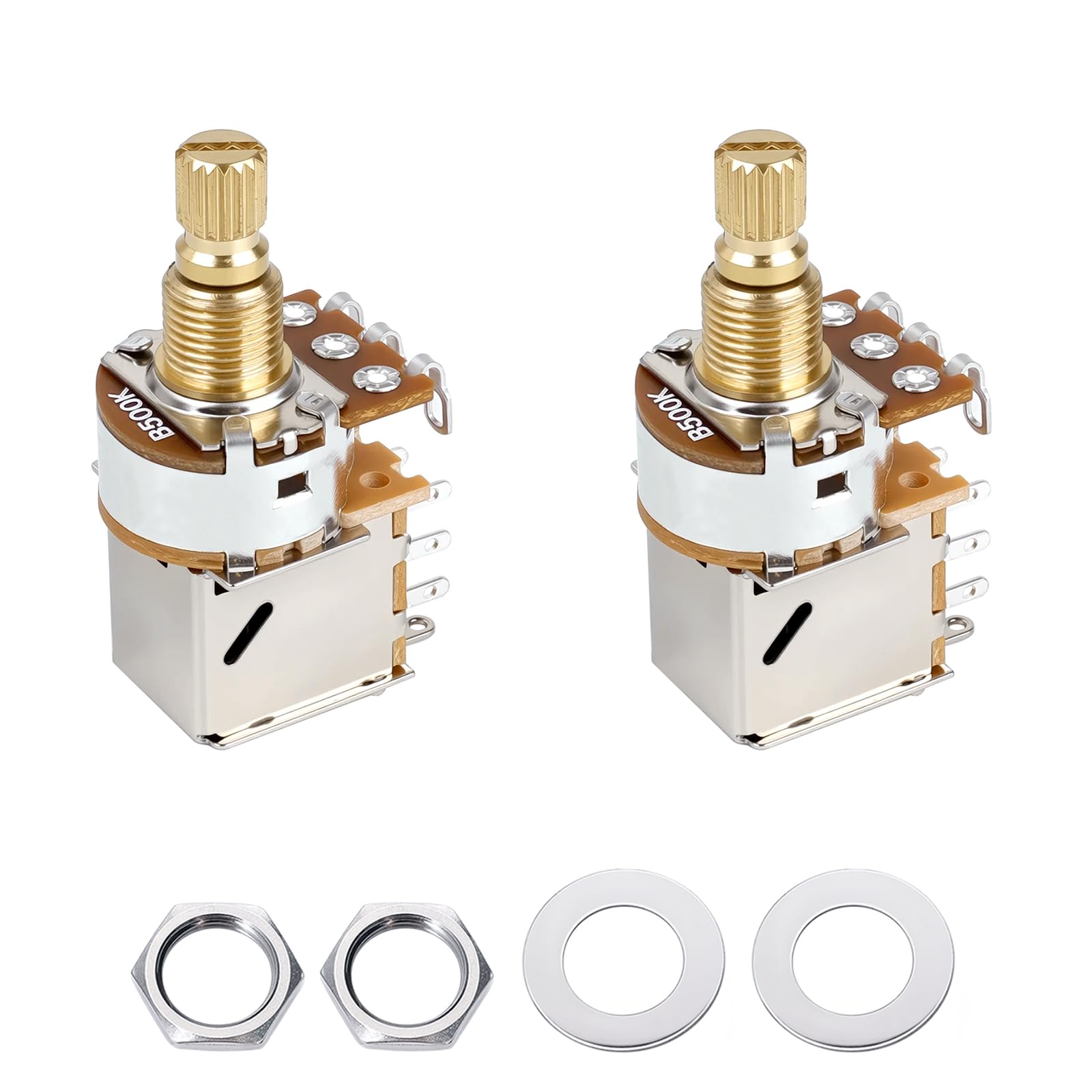 Banworks Full Brass 3/8" Thread Guitar Push Push Pots B500K 18-Spline Pots