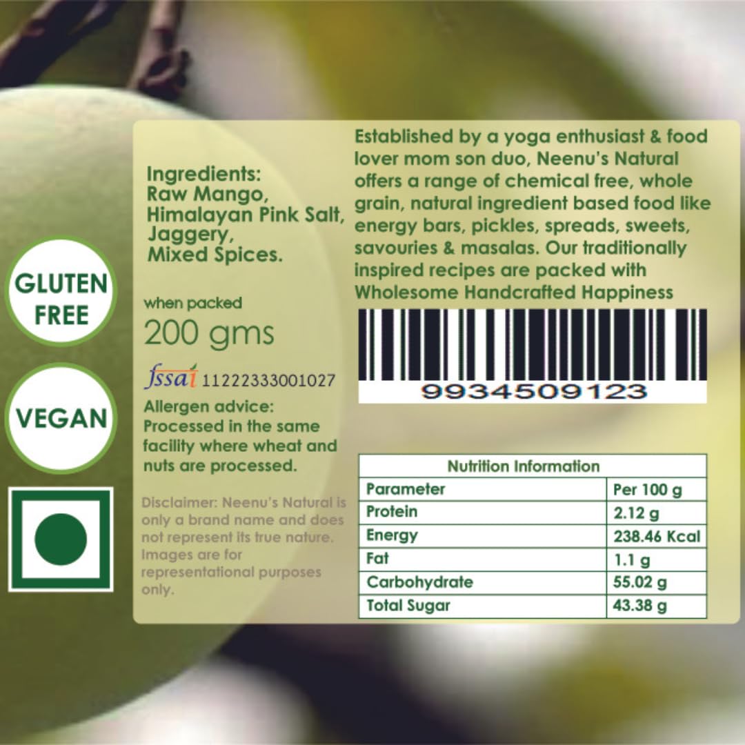 Neenu's Natural Jaggery Spread (Zero Oil)(200g) | Mango Achaar | Mango Pickle | Indian Preserve, Chutney | No Preservatives - Pack of 1 - Image 2 thumbnail