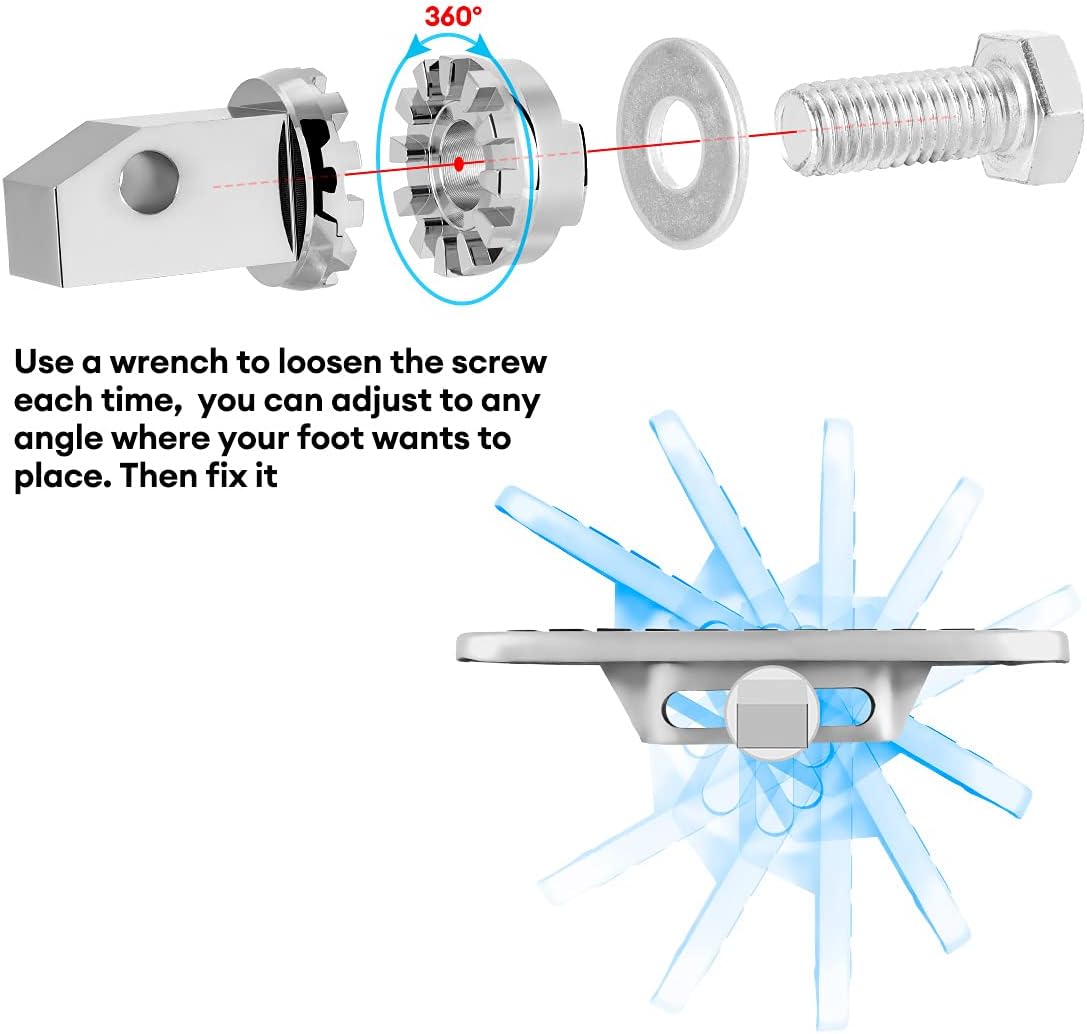Motorcycle Floorboards Adjustable Motorcycle Rear Passenger Floorboard Foot Pegs Compatible with Yamaha Vstar Dragstar 400 650 V-Max XV125 XV250 Honda VTX1300 VTX1800 Suzuki VL400 VL800 C50 Pair