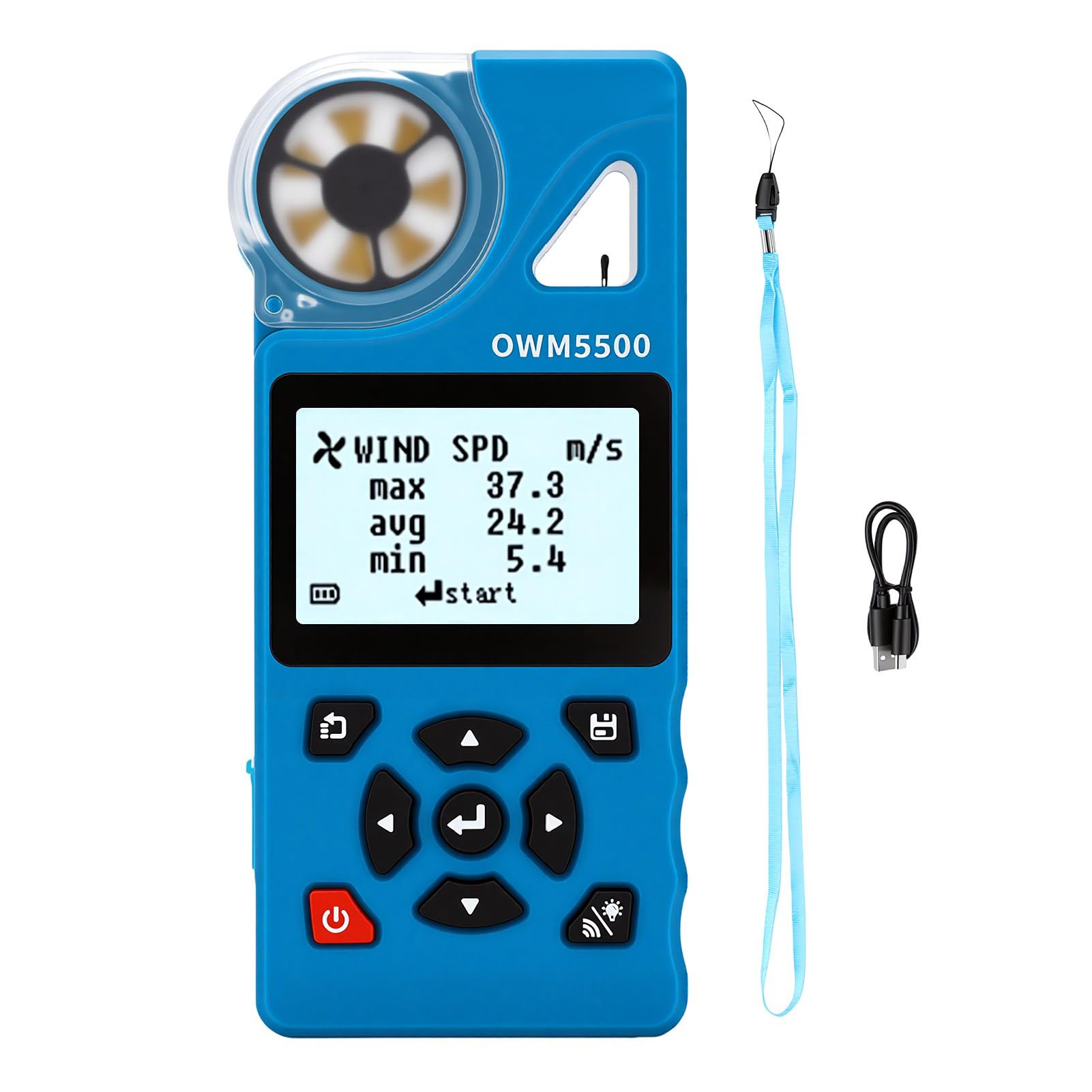 Eacam Anemómetro Digital Versátil con Control de Aplicación y Almacenamiento de 8000 Datos para Entusiastas la Vela y el Surf (OWM5500)