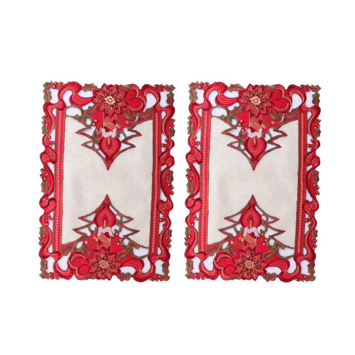 MAGICLULU 6 Piezas Mesa Festiva Decoraciones De Mesa De Fiesta Xams Centro De Mesa Mantel De Poliéster Camino De Mesa De Flores Tapete De Mesa De Poinsettia Mantel Bordado Mantel De Navidad