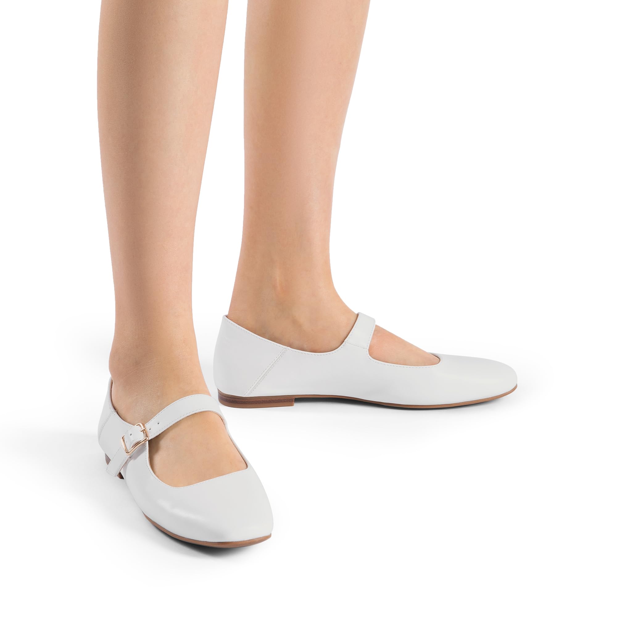 DREAM PAIRS Zapatos Planos para Mujer Mary Jane de Punta Cuadrada Cómodos y Casual Zapatos de Vestir Slip On Bailarinas con Correa de Hebilla para Trabajo