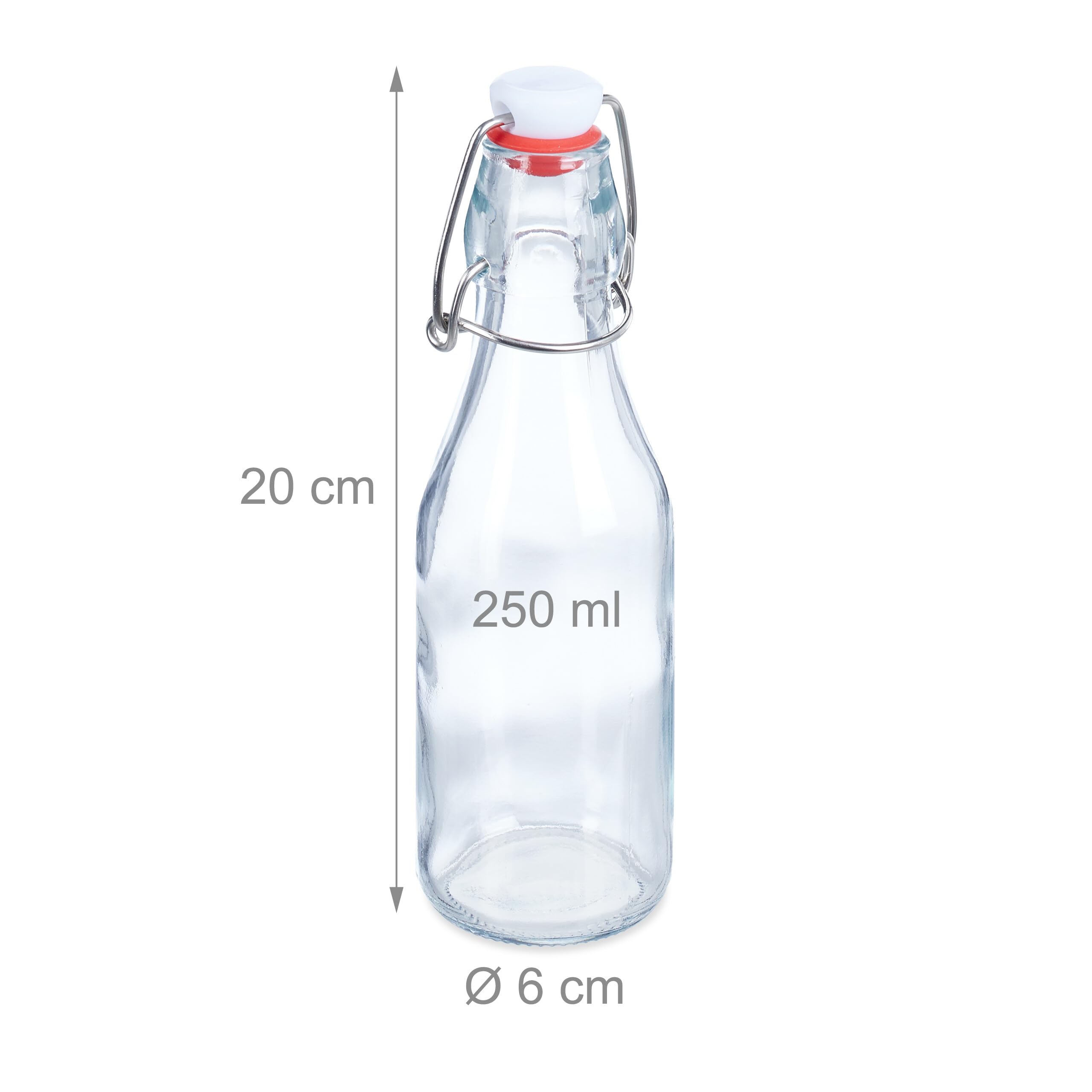 Relaxdays Bouteille en Verre, Lot de 24, capacité de chacune : 250 ML, à remplir, Bouchon mécanique, Transparente
