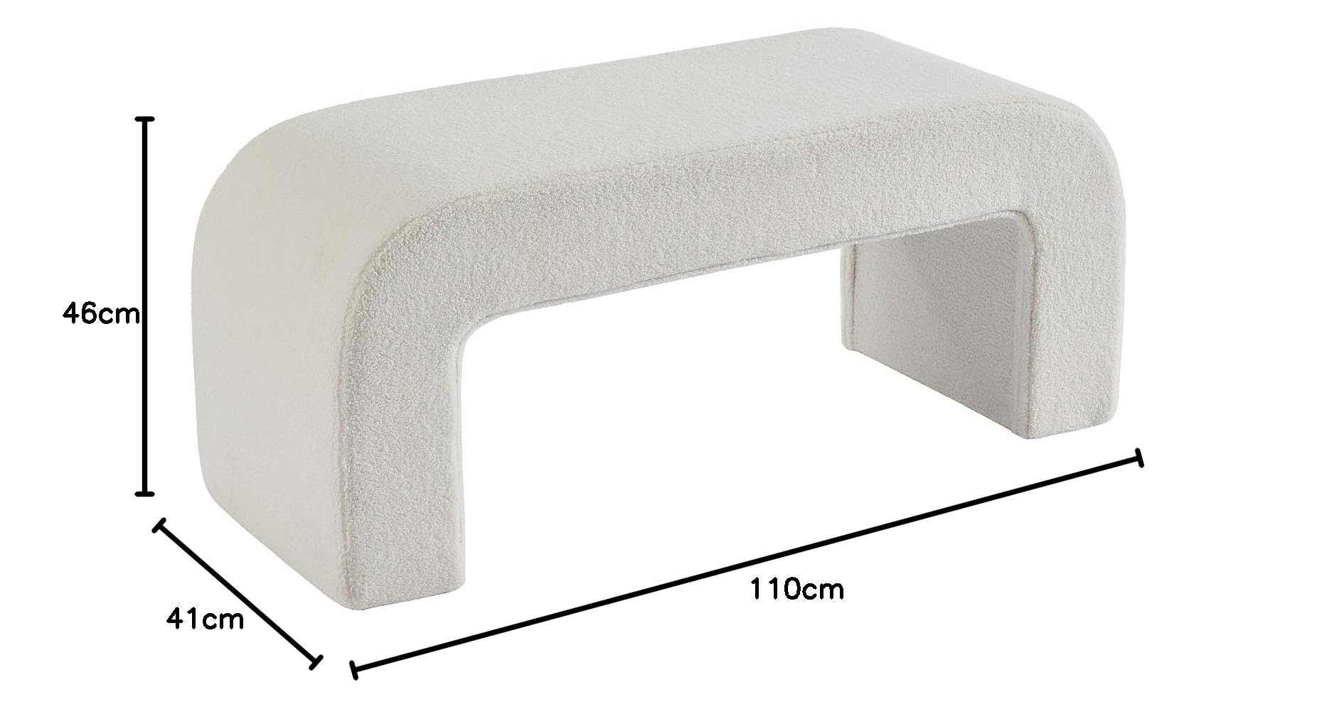Vente-unique - Banc en Tissu Bouclette - Blanc - CALVELO