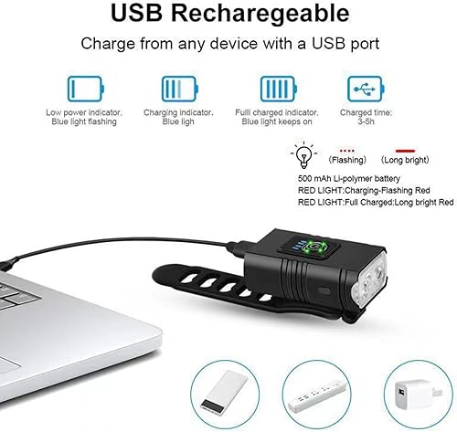 Miniatura 2 de Luces de bicicleta, faro de bicicleta impermeable de 1000 lúmenes con 6 modos de luz, luz frontal antideslizante con correa ajustable, recargable