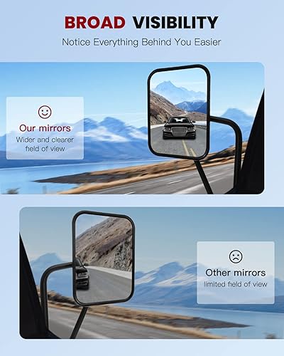 Miniatura 3 de cciyu Espejo lateral para puerta y lado del pasajero, a prueba de sacudidas, para F-Road Manual Rectangular Adventure apto para 1997-2017 para Jeep