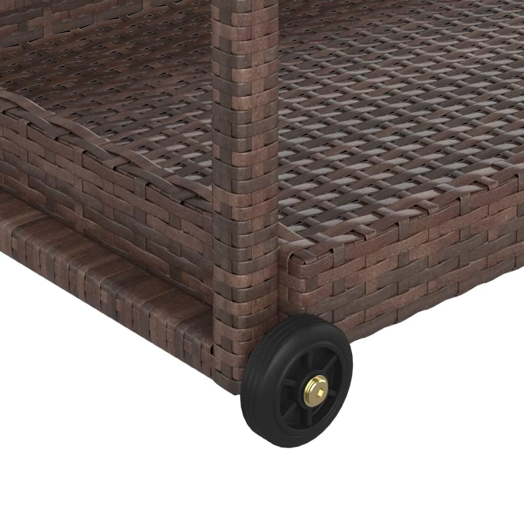 vidaXL Carrello da Bar Marrone Polyrattan 100x45x83 cm