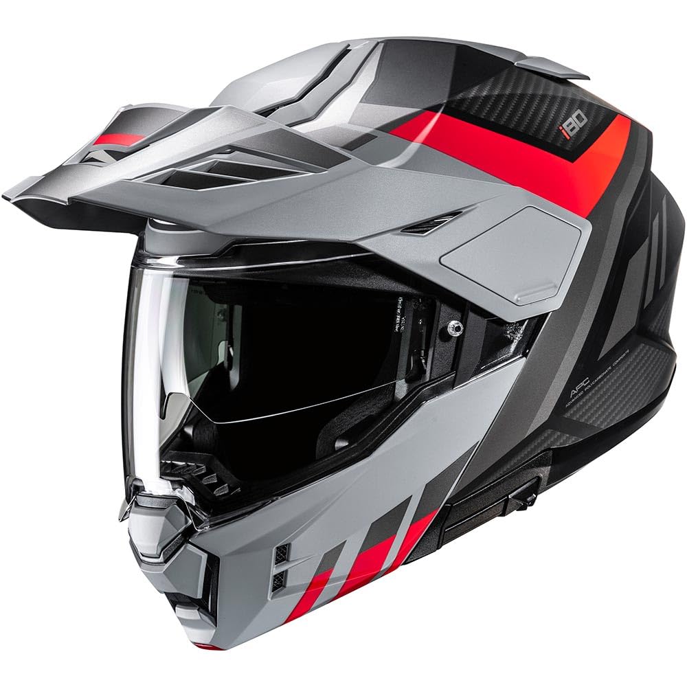 HJC, Casco Moto Modular i80 IMES Silver Red Black MC1SF, XS