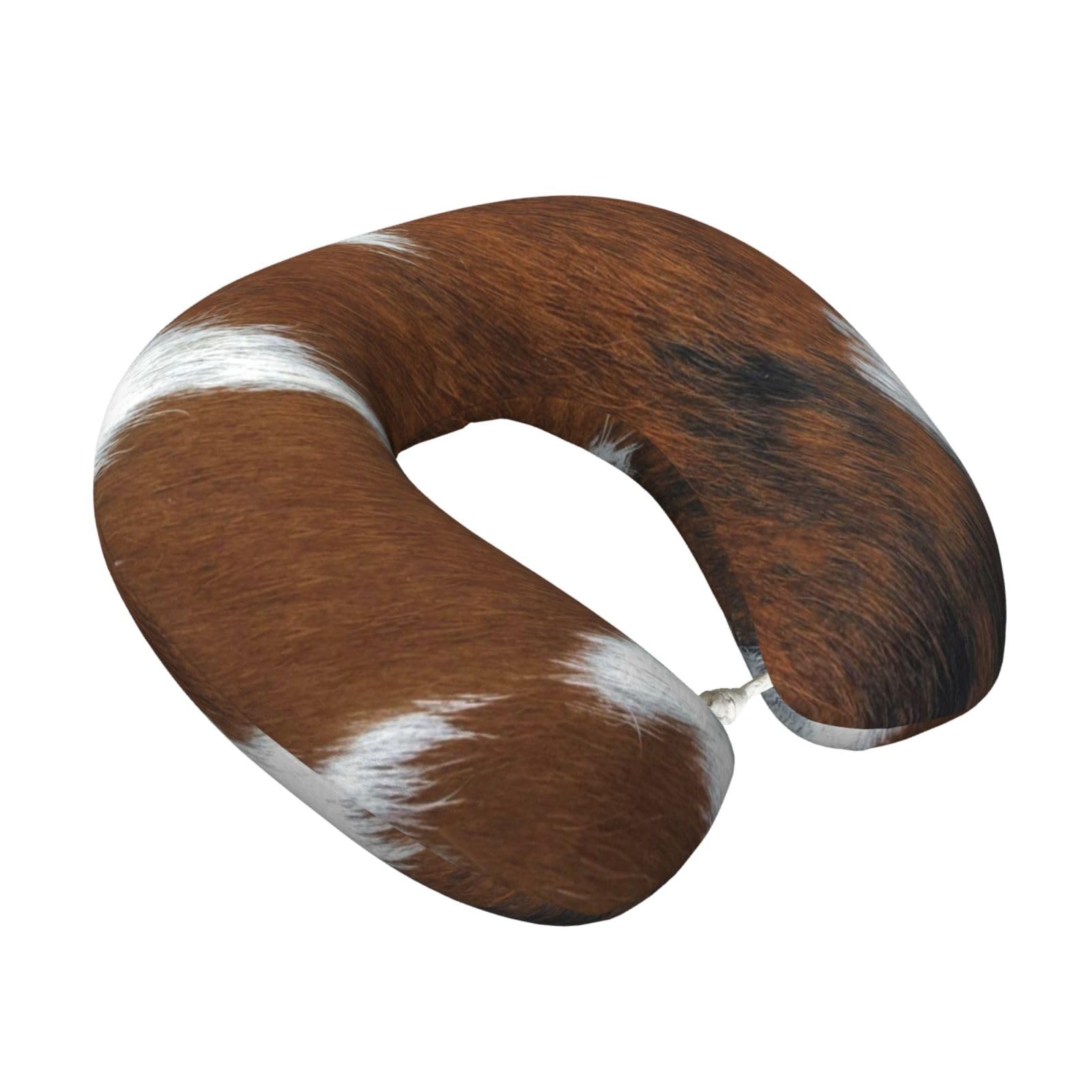 LKYMOH Cow Fur Texture, Travel Neck Pillow U-Shaped Memory Neck Support Soft Comfortable With Washable Cover For Airplane Car Traveling and Office