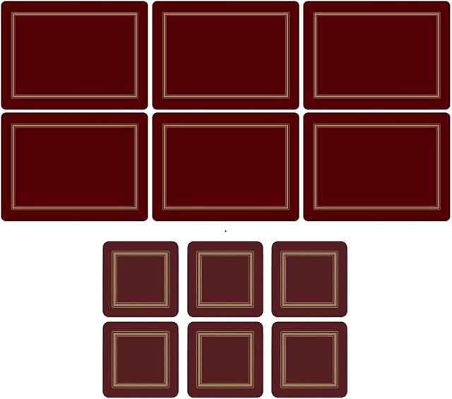Pimpernel Classic Burgundy, 6 Placemats + 6 Coasters