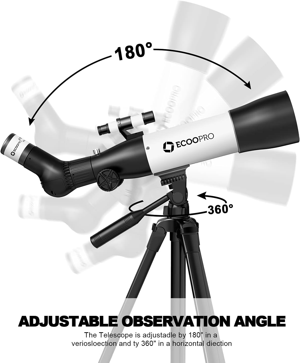 ECOOPRO Telescope for Kids Beginners, 70mm Aperture 500mm AZ Mount Astronomical Refracting Telescope, Portable Travel Telescopes with Adjust Tripod& Finder Scope, Phone Adapter, White : Electronics