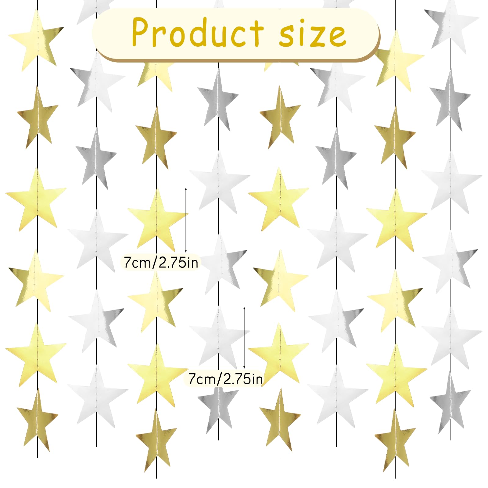 65 Fuß Sternengirlande Gold SternPapier Girlande D Produktbild-Vorschau 7