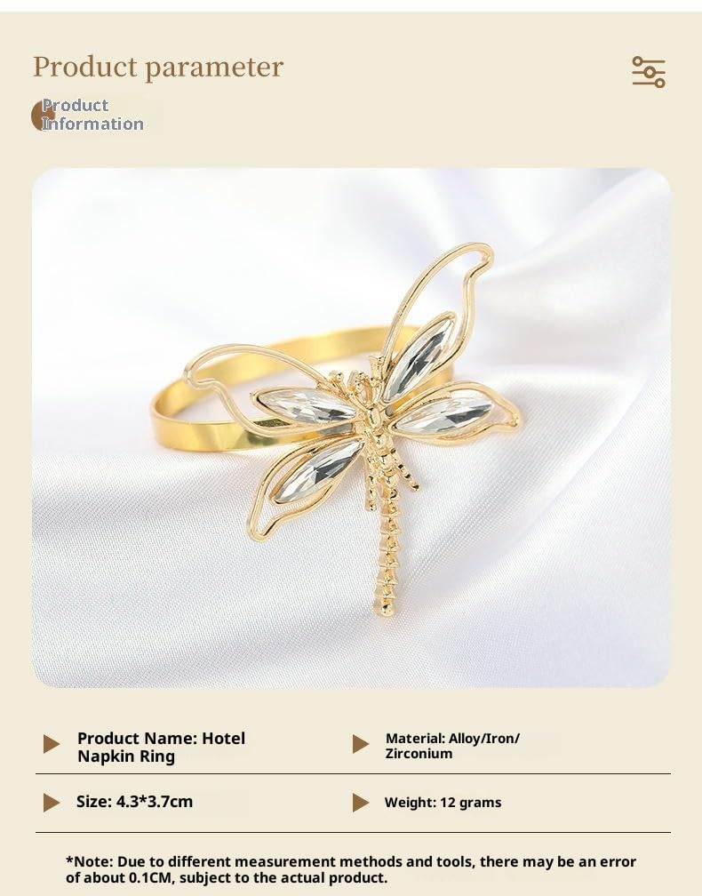 Réutilisable Lotde 50 Rondsde Serviette Libellule Dorés Parfaits pour Les Hôtels Les Fêtes Les Mariages Et Les Anniversaires
