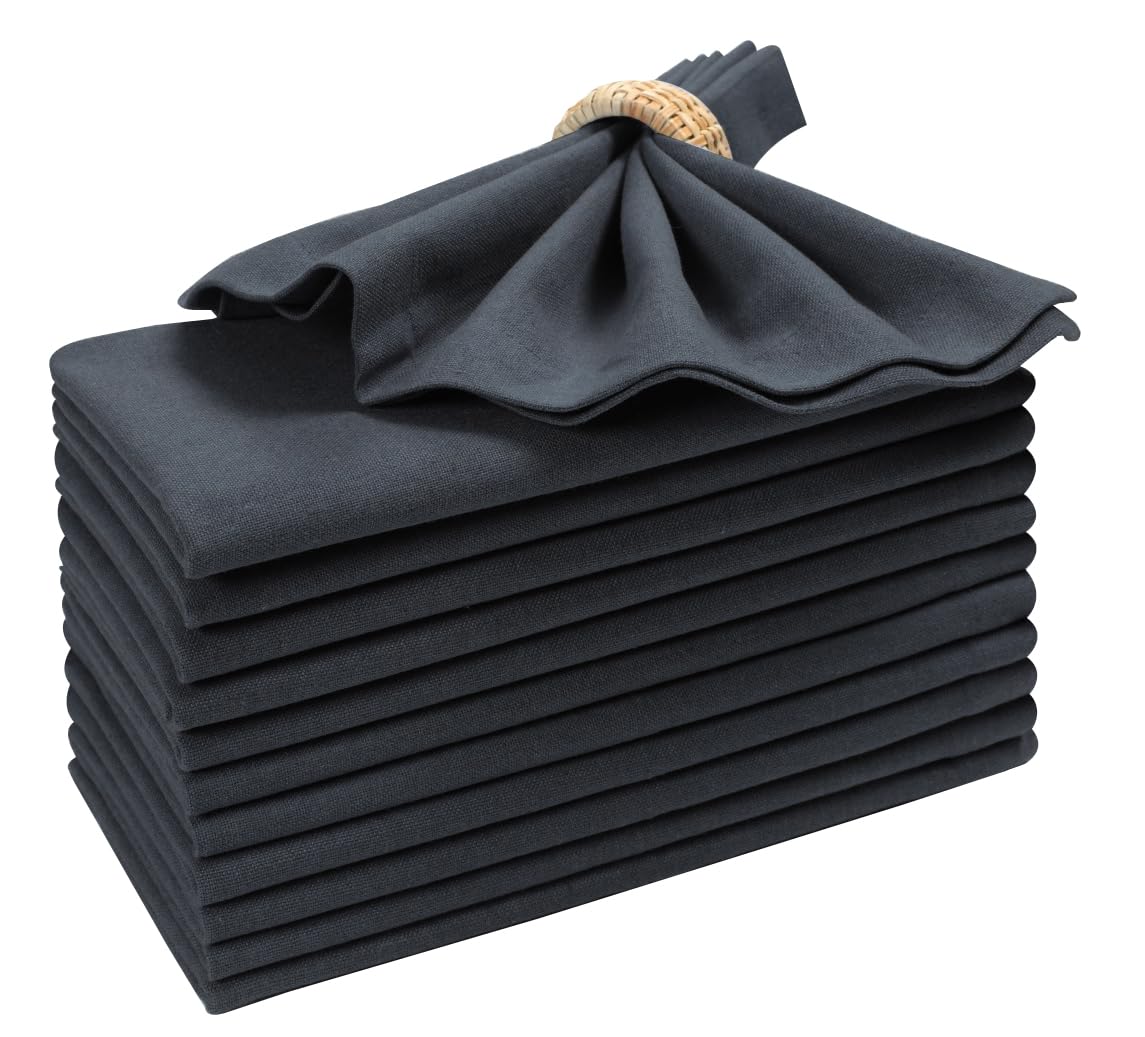 Cotton Dinner Cloth Napkins Set of 12 – 18x18 Inch, Light Grey – Reusable & Machine Washable Cloth Napkins for Weddings, Restaurants, and Everyday Use