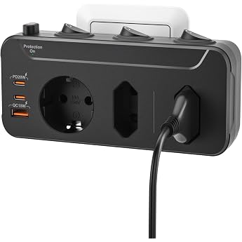 3-Way Multiple Socket Individually Switchable, Double Plug for Socket with USB, PD20W Charging Socket Adapter with Switch, Mu