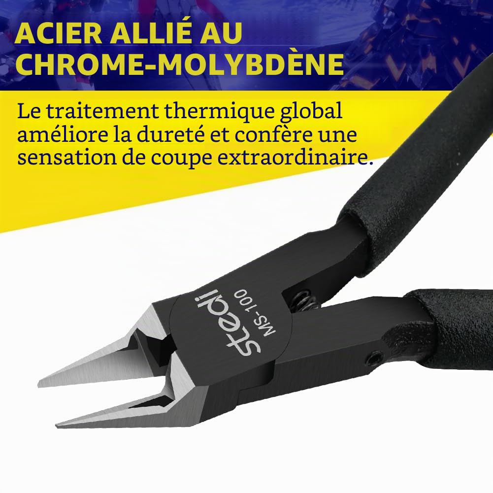 stedi Pince de modélisme, avec lame fine tranchante et étui de lame en plastique, coupe-sprue pour réparation et fixation de bâtiments Gundam, 11,9 cm, noir