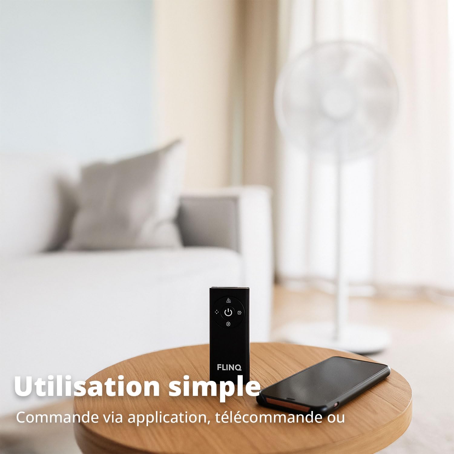 FLINQ Ventilateur sur Pied Silencieux - Ventilateur Colonne 180° Oscillation - 12 Vitesses - App & Télécommande - Ventilateur Puissant Chambre - Blanc