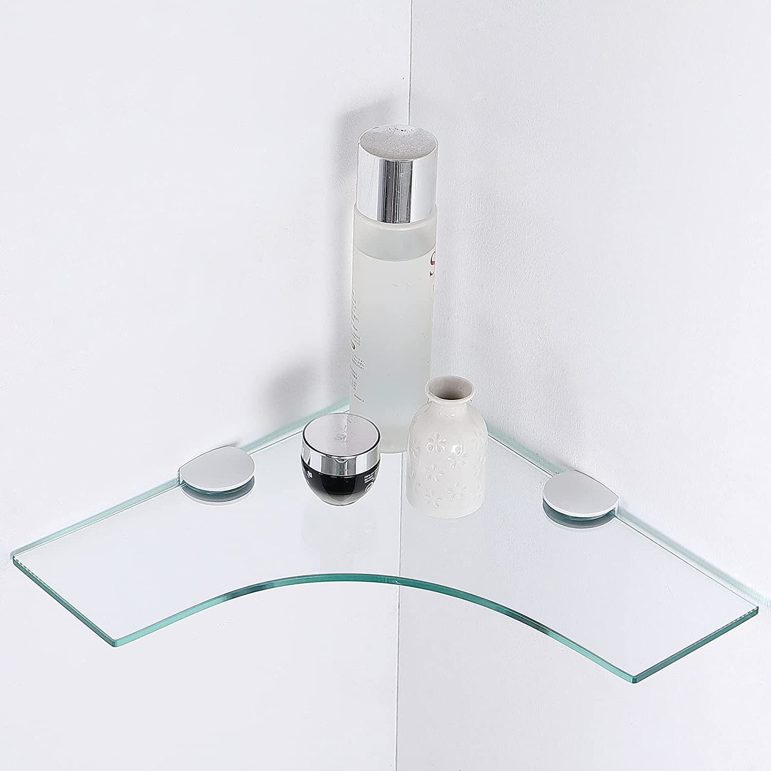 Metsi Glass Corner Shelf Glass Shelves for Bathroom Shower Corner Shelf with Rail Wall Mounted-9"X9" Size (Pack of 2) (B0BRNLYJK3) Amazon Price History, Amazon Price Tracker