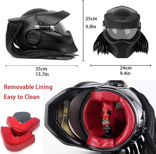 Miniatura 5 de Casco de motocicleta Robot, Casco integral de cara completa con lente revelable, estándares de seguridad DOT, unisex para adultos, adecuado