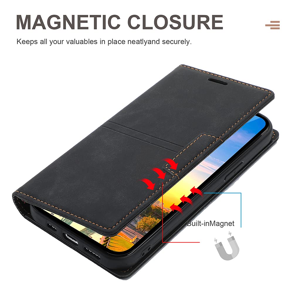 WenBaby Custodia Portafoglio Per Xiaomi Mi 10T Lite / Mi 10i - Pelle PU Con 9 Slot Carte, Sportello Trasparente E Supporto, Nero