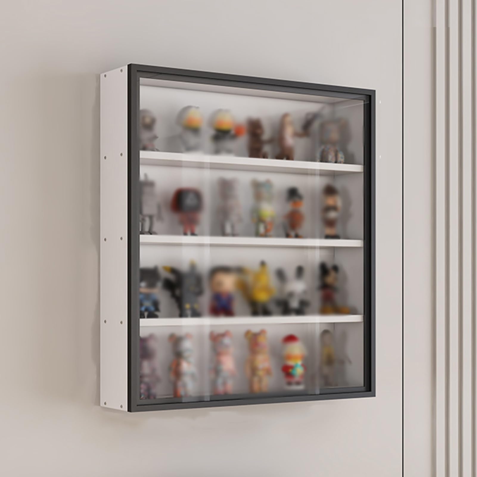 GOCHUSX Clear Display Case for Figures, Collection Display Case, Acrylic Wood Display Case, Wood Wall-Mounted Display Case for Collectibles Action Figures(60x10x56cm)