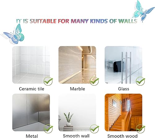 Miniatura 171 de SAOROPEB - Calcomanía 3D de mariposa que brilla en la oscuridad, 24 unidades, 3 tamaños, para decorar techo o pared, suministros de fiesta, 24