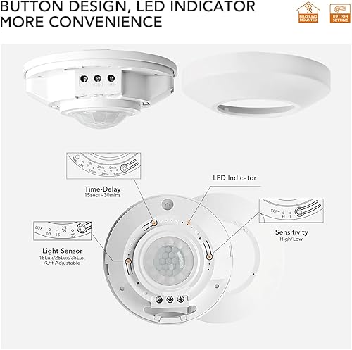 Miniatura 2 de DC 1224V 10A Sensor de techo de bajo voltaje Detector de movimiento de ocupación Pir, Sensor de movimiento 360,Interruptor de sensor de movimiento
