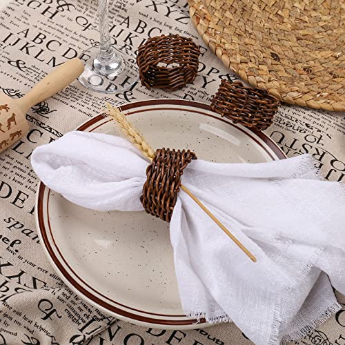 Woven Napkin Rings Set Of 6,Handmade Rattan Fall Napkin Rings Holders,Natural Napkin Buckles Holder Bulk For Farmhouse Wedding Thanksgiving Xmas Easter Table Decor(Rattan) … #TOP1