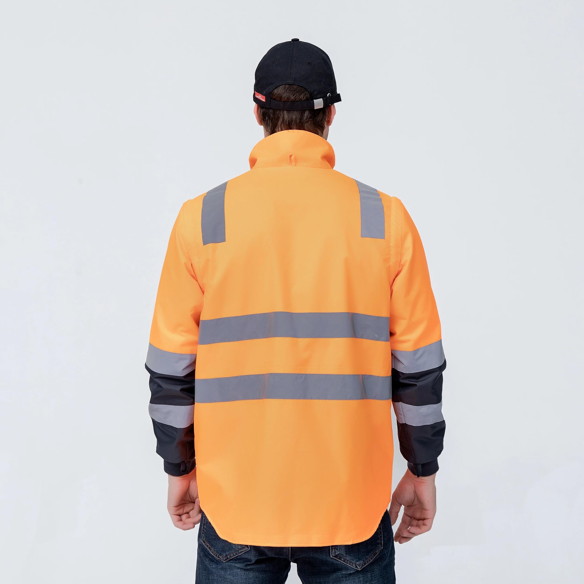 esmen Chaqueta reflectante Oxford de alta visibilidad, chaqueta de trabajo de seguridad de doble grosor for hombre, ropa de trabajo industrial.