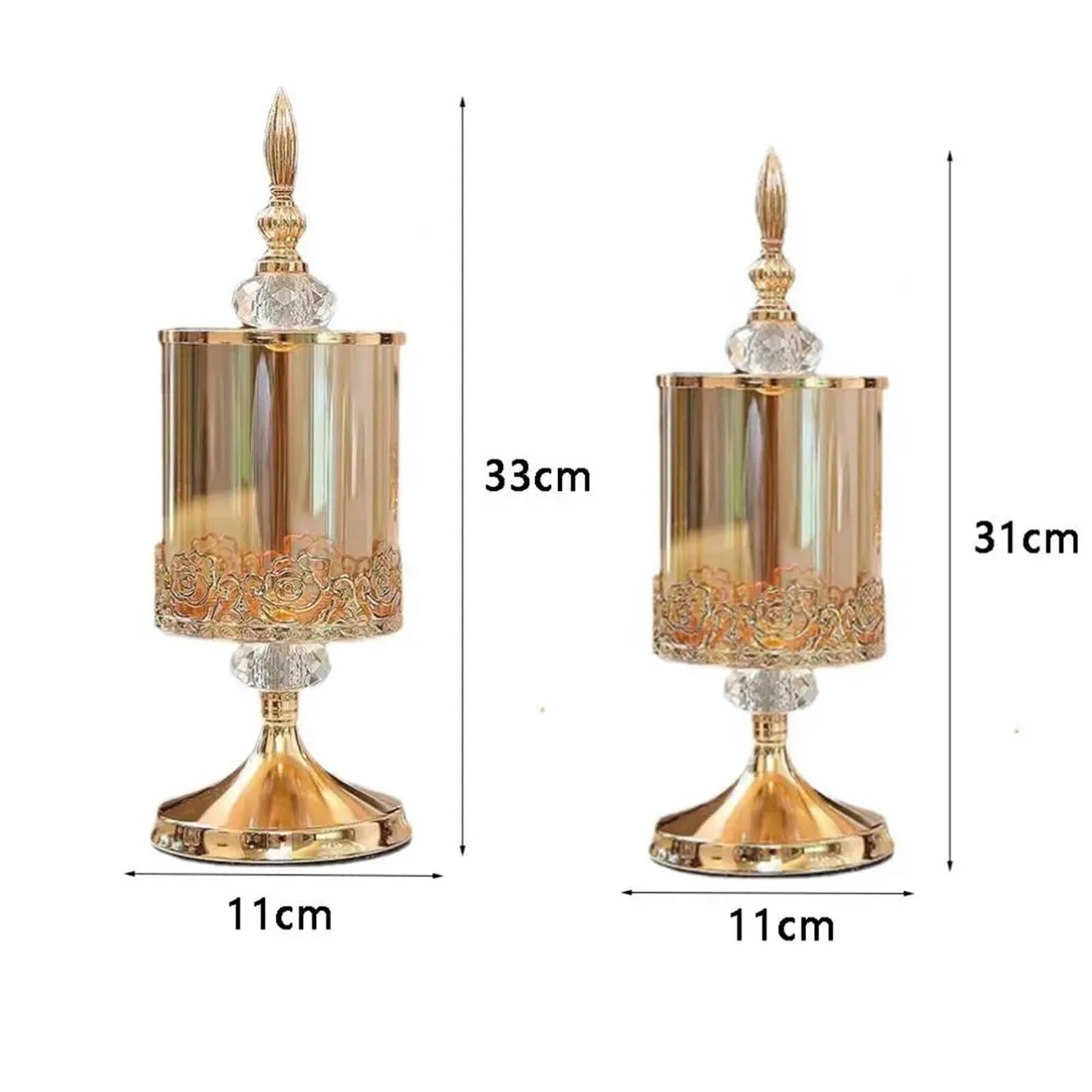 Tarro de almacenamiento cristal lujo con tapa, tarro caramelo rosa, chapado en oro, adornos decorativos, arte, decoración del hogar para Caramelos