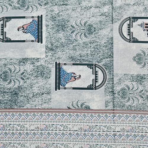 Image of 100% Cotton Single Bedsheet with 1 Pillow Cover | 240 TC Pure Cotton Flat Bed Sheet | Traditional Jaipuri Printed Bedding Set | Soft & Breathable | 60 x 90 Inch (Rangmahal Single 59)