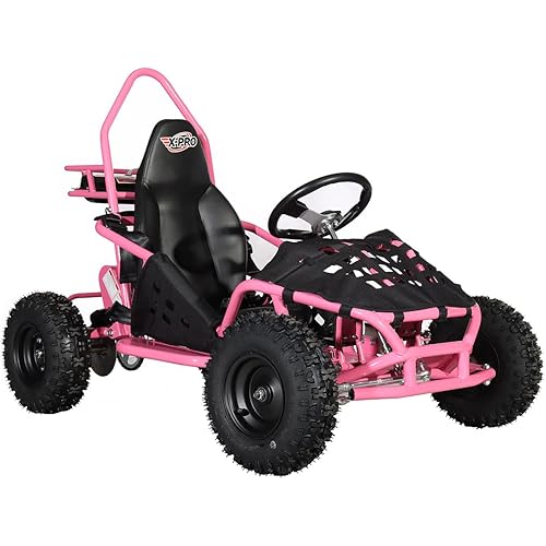 X-PRO Rover 50 Go Kart Gas Powered Pull Start Go Cart Rear Disc Brake with 6" Wheels (Pink)