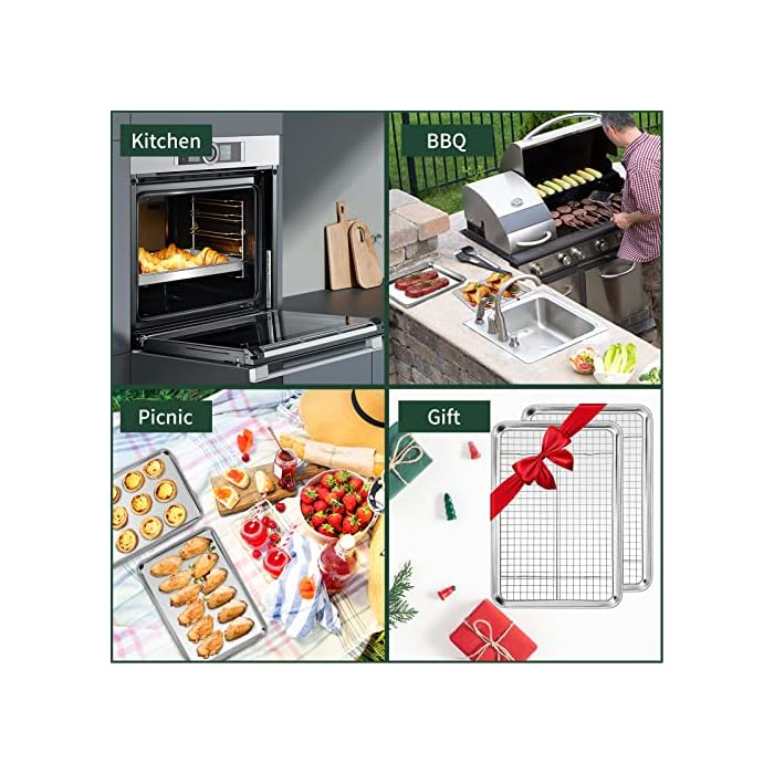 Buy Small Baking Sheet with Rack Set [2 Small Cookie Sheets + 2 Small