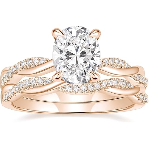 Mameloly 3ct Engagement Rings for Women Oval Cut Bridal Ring Sets Cubic Zirconia Wedding Band Twisting Infinity Pave Set Size 4-12